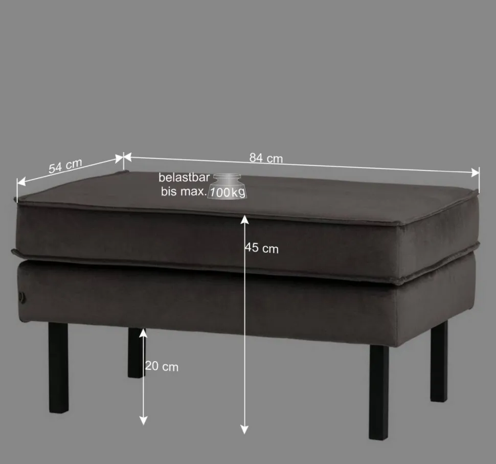 Samt Polsterhocker in Blau & Schwarz - Cumagon