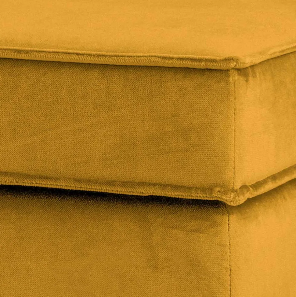 Samt Polsterhocker in Ocker Gelb - Nustra