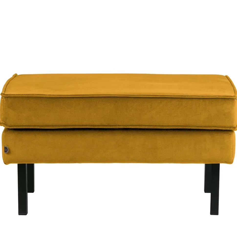 Samt Polsterhocker in Ocker Gelb - Nustra