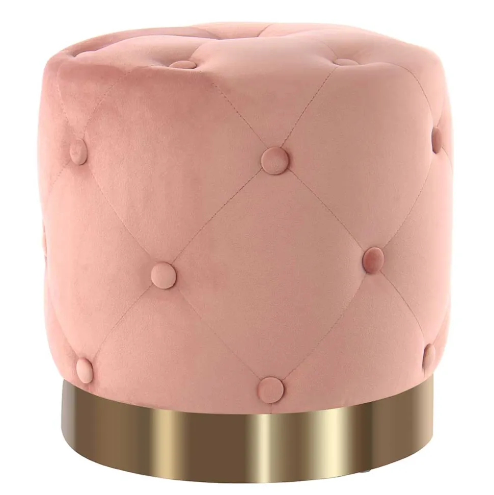 Samt Polsterhocker mit Knopf-Heftungen - Teamona