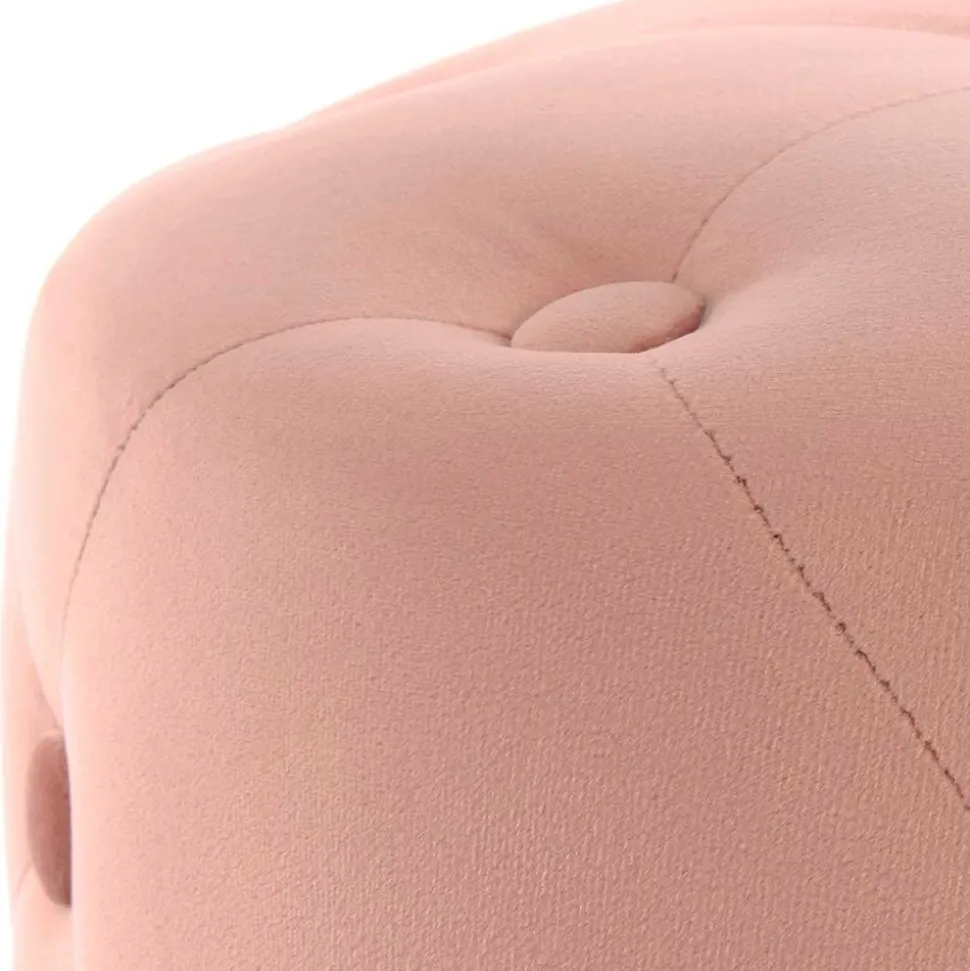 Samt Polsterhocker mit Knopf-Heftungen - Teamona