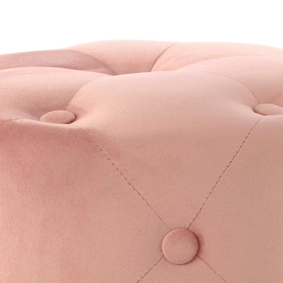 Samt Polsterhocker mit Knopf-Heftungen - Teamona