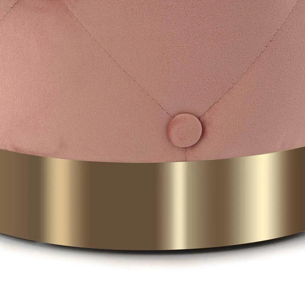 Samt Polsterhocker mit Knopf-Heftungen - Teamona