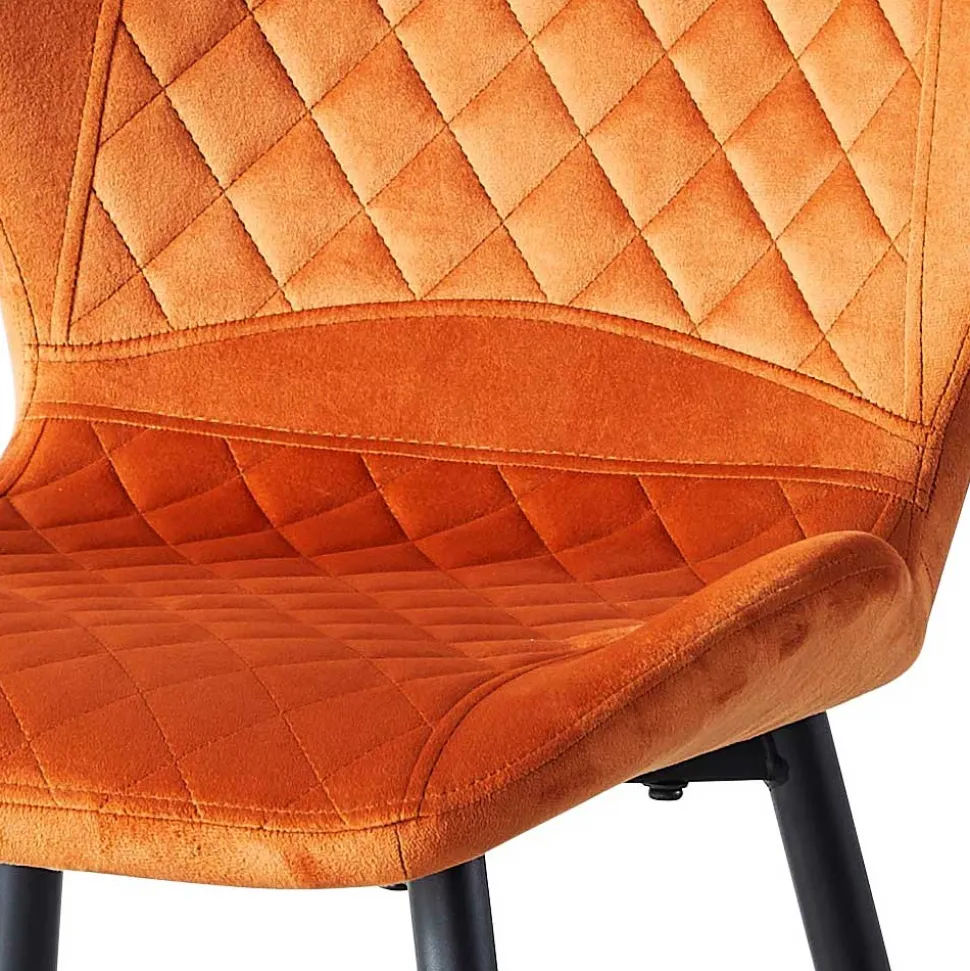 Samt Polsterstühle in Orange - Gravita (4er Set)