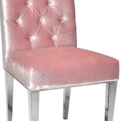 Samt Polsterstuhl in Rosa mit Edelstahl Gestell - Lucinda