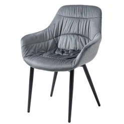 Samt Polsterstuhl mit Armlehnen in Grau - Duong