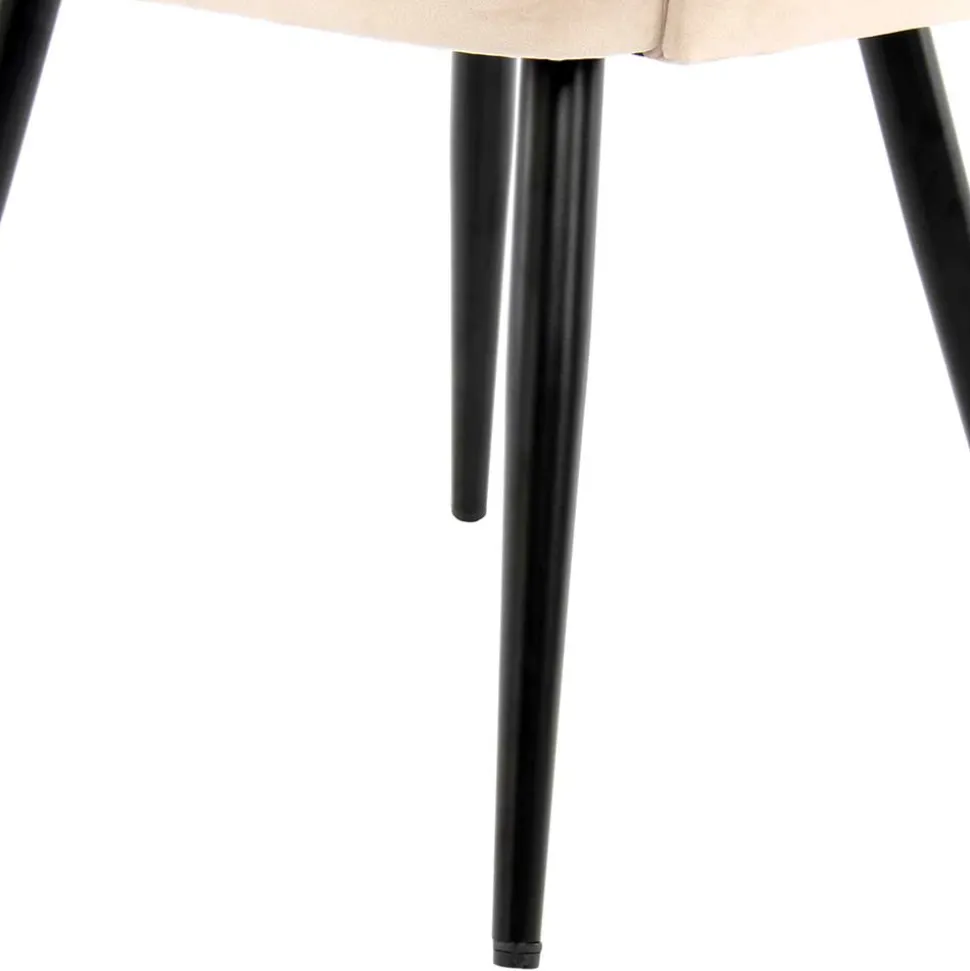 Samt Polsterstuhl mit Armlehnen in Creme - Custon (2er Set)