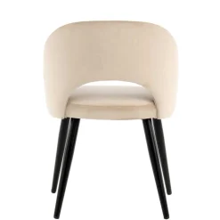 Samt Polsterstuhl mit Armlehnen in Creme - Custon (2er Set)