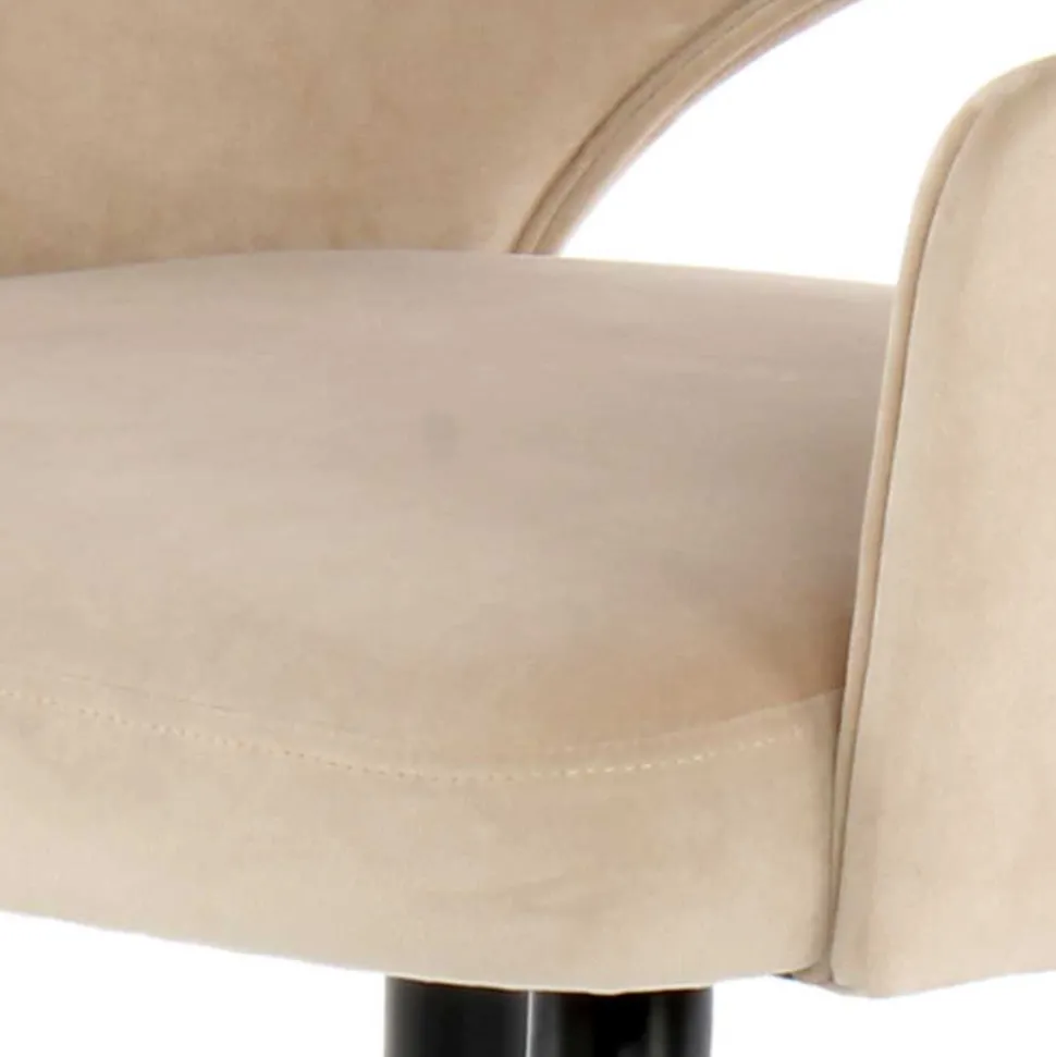 Samt Polsterstuhl mit Armlehnen in Creme - Custon (2er Set)