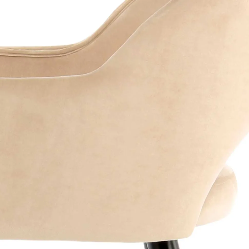 Samt Polsterstuhl mit Armlehnen in Creme - Custon (2er Set)