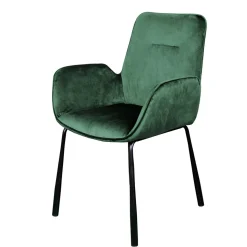 Samt Polsterstuhl mit Armlehnen in Grün - Panura