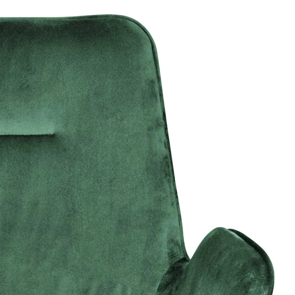 Samt Polsterstuhl mit Armlehnen in Grün - Panura