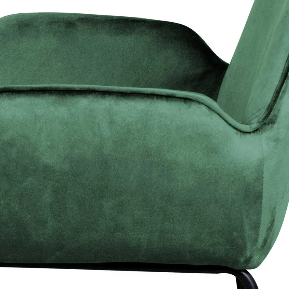 Samt Polsterstuhl mit Armlehnen in Grün - Panura