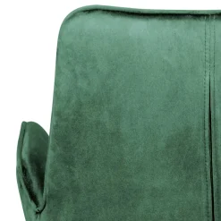 Samt Polsterstuhl mit Armlehnen in Grün - Panura