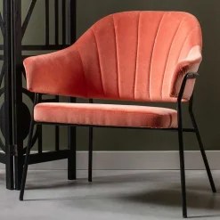 Samt Retrosessel in Apricot - Roryn