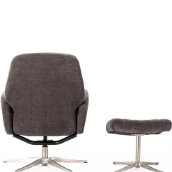 Samt Retrosessel mit Fußhocker - Gilianoa (zweiteilig)