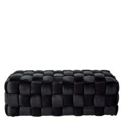 Samt Sitzbank in Schwarz Flechtdesign - Addara