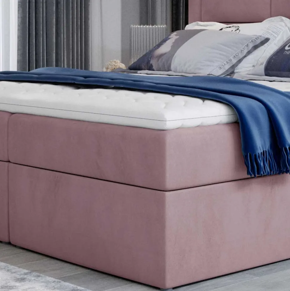 Samt Stauraumbett in Altrosa - Green