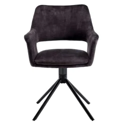 Samt Tischsessel in Anthrazit - Keviz (2er Set)