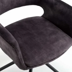 Samt Tischsessel in Anthrazit - Keviz (2er Set)