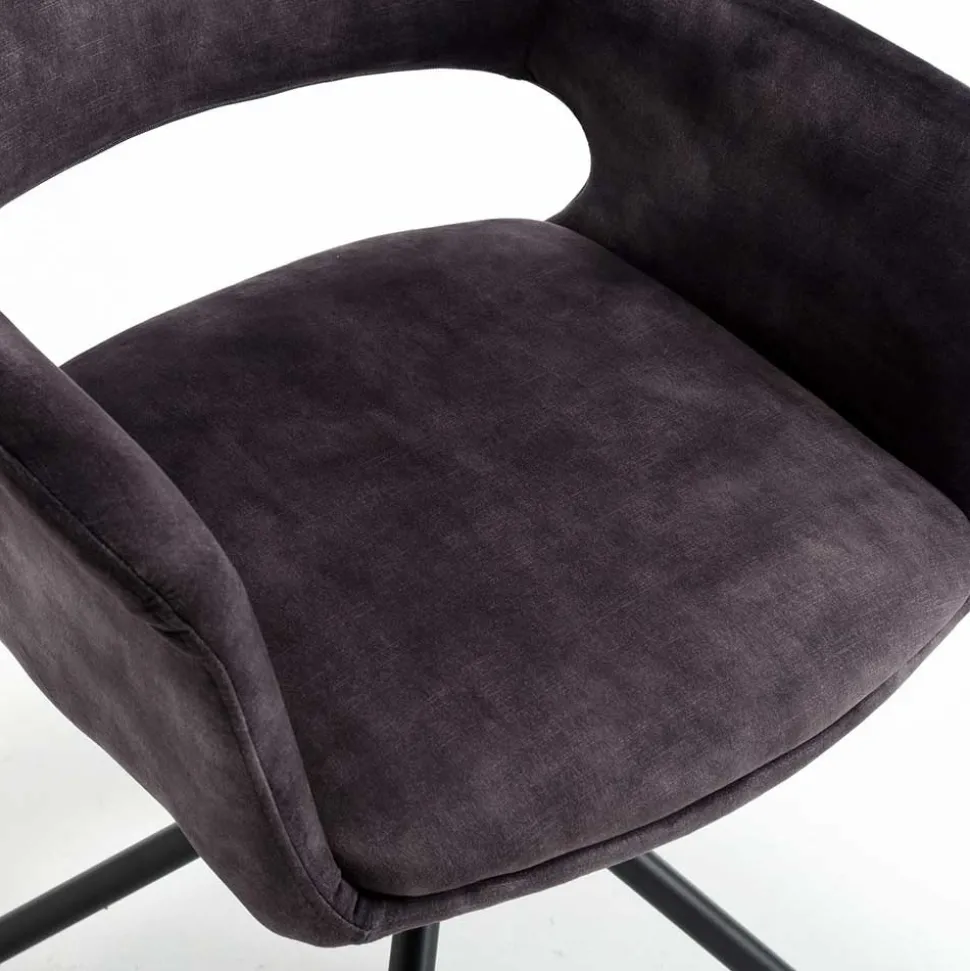 Samt Tischsessel in Anthrazit - Keviz (2er Set)