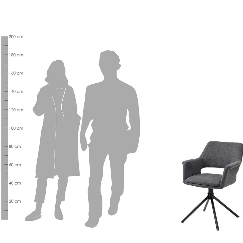 Samt Tischsessel in Anthrazit - Keviz (2er Set)