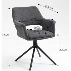 Samt Tischsessel in Anthrazit - Keviz (2er Set)