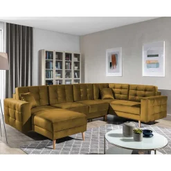 Samt U-Sofa in Senfgelb - Janluca