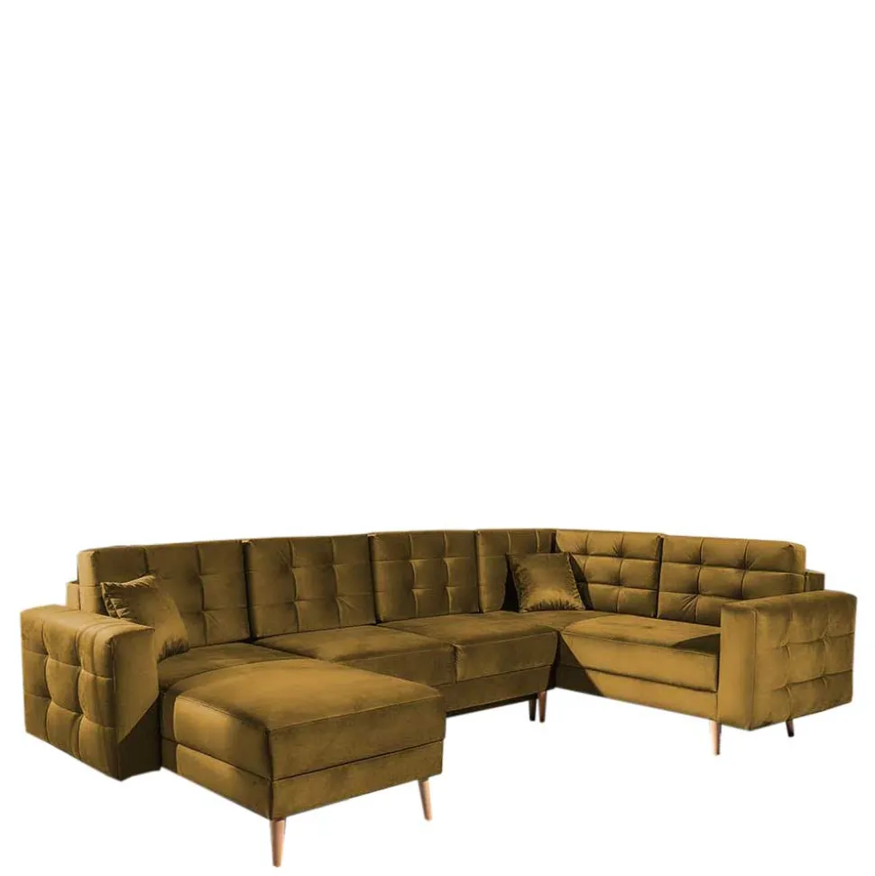 Samt U-Sofa in Senfgelb - Janluca