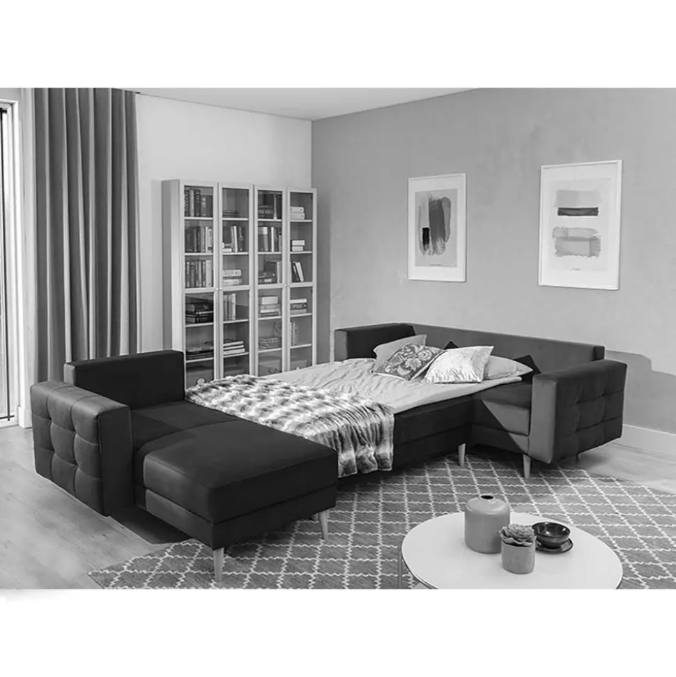 Samt U-Sofa in Senfgelb - Janluca