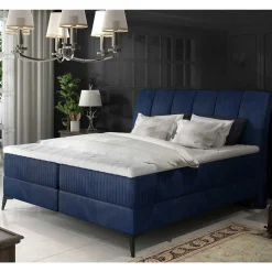 Samtbett mit Matratzen in Dunkelblau - Dessa