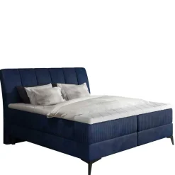 Samtbett mit Matratzen in Dunkelblau - Dessa