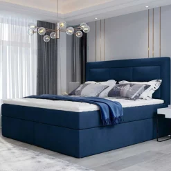 Samt-Boxbett in Dunkelblau - Kean