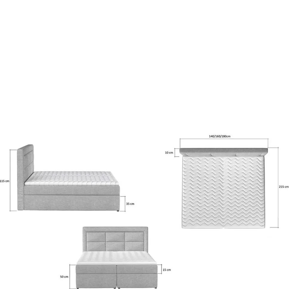 Samt-Boxbett in Dunkelblau - Kean