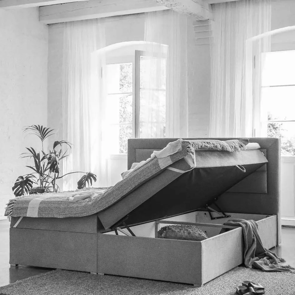 Samt-Boxbett in Dunkelblau - Kean