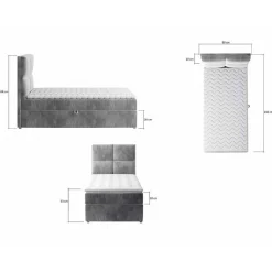 Samt-Boxbett in Grün - 90x200 cm - Nostalgico