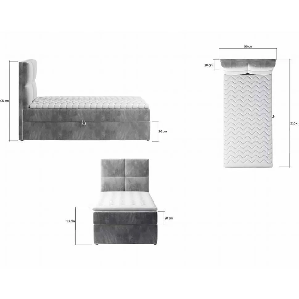Samt-Boxbett in Grün - 90x200 cm - Nostalgico