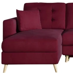 Samt-L-Sofa in Bordeaux Rot - Delphima