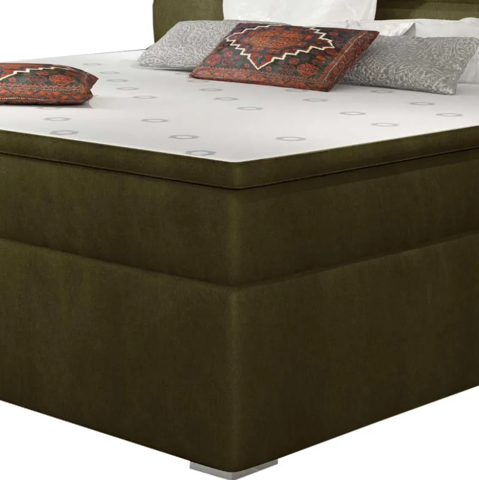 Samt-Polsterbett in Oliv Grün - Frisata