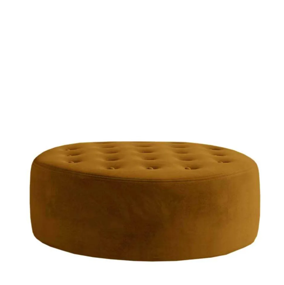 Samt-Polsterhocker in Senfgelb - Baixon