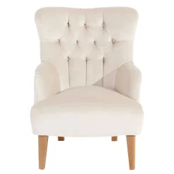 Samtsessel mit Ohren in Creme - Iceline