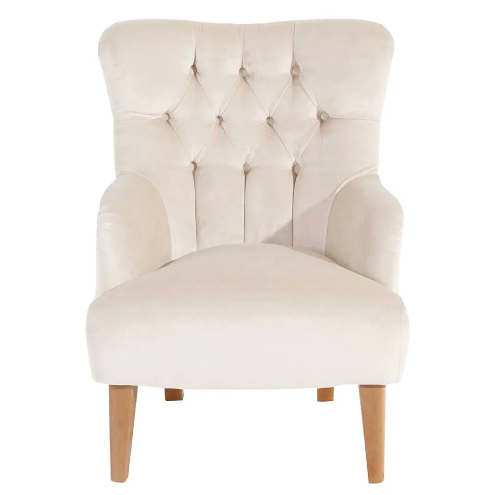 Samtsessel mit Ohren in Creme - Iceline