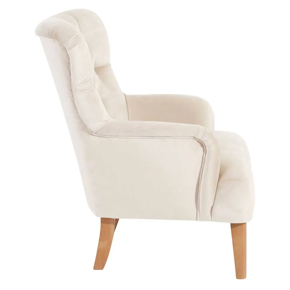 Samtsessel mit Ohren in Creme - Iceline