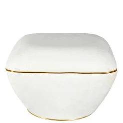 Samtvelours Hocker in Cremeweiß - Cedrom