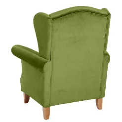 Samtvelours Ohrensessel in Oliv Grün - Cacimbina