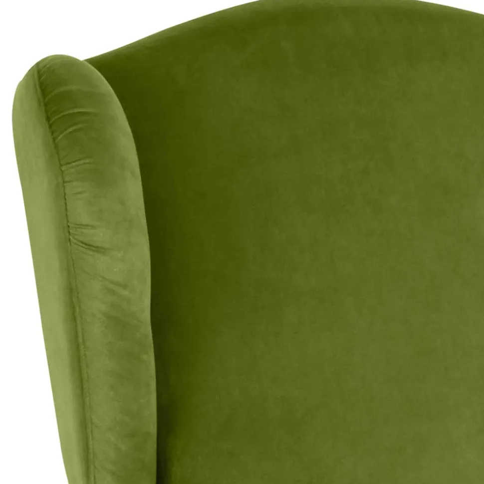 Samtvelours Ohrensessel in Oliv Grün - Cacimbina