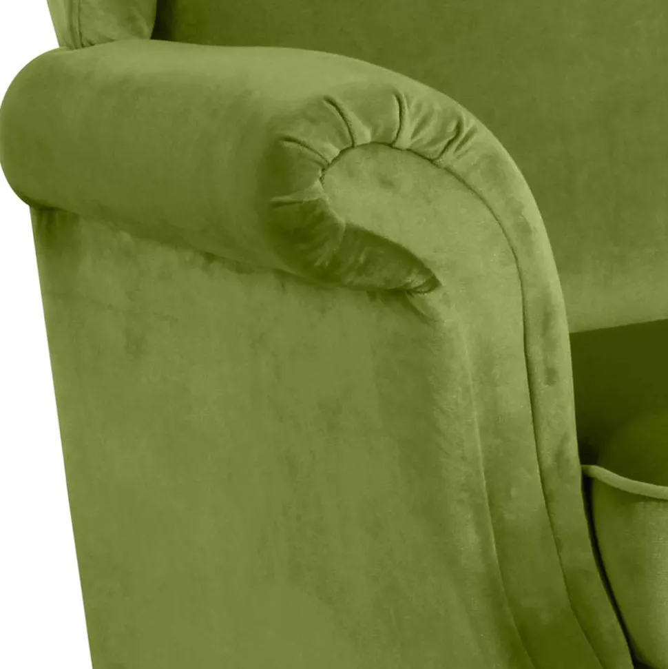Samtvelours Ohrensessel in Oliv Grün - Cacimbina
