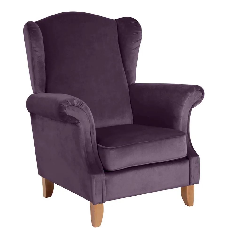 Samtvelours Ohrensessel in Dunkellila - Aglaia