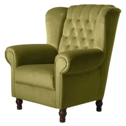 Samtvelours Ohrensessel im Chesterfield Look - Erulina