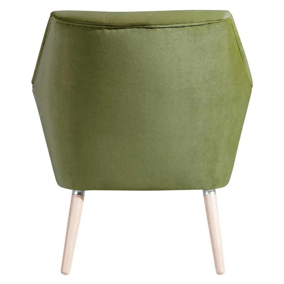 Samtvelours Polstersessel in Oliv Grün - Canossa